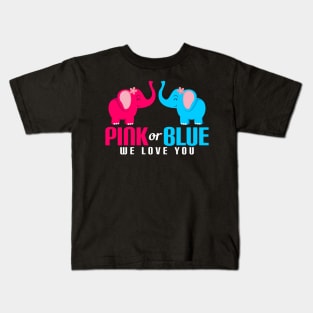 Adorable Pink or Blue We Love You Baby Elephants Kids T-Shirt